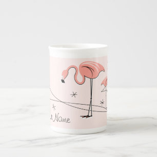 Flamingos Rosa Trio 3 Namn ben china mugg Benporslin Mugg