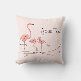 Flamingos Rosa Trio 4 "Din text"-ruta Kudde