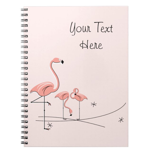 Flamingos Rosa Trio 4 Text notebook Anteckningsbok (Framsidan)