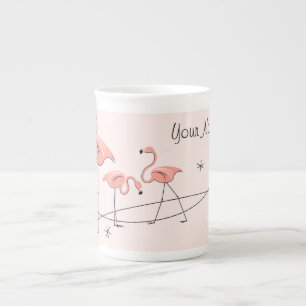 Flamingos Rosa Trio Namn med ben china mugg Benporslin Mugg