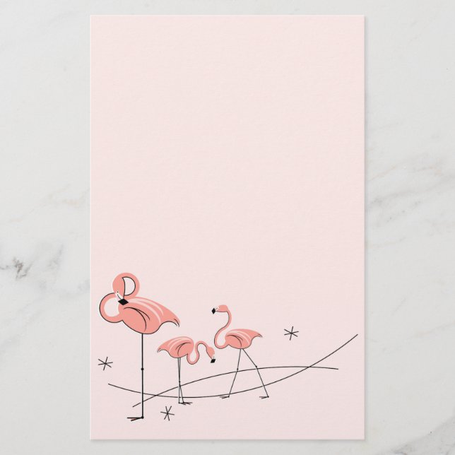 Flamingos Rosa Trio-stationär anläggning Brevpapper (Framsida)