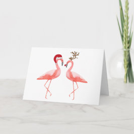 Flamingos Santa och Rudolph jul Helgkort