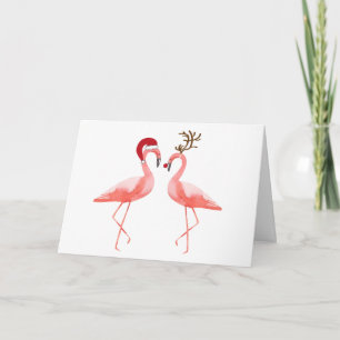 Flamingos Santa och Rudolph jul Helgkort