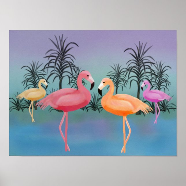 Flamingos Skriv ut Poster (Framsidan)