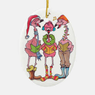 Flamingos som caroling julprydnaden julgransprydnad keramik