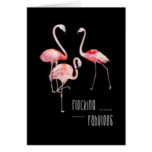Flamingos som flockas den sagolika roliga hälsningskort