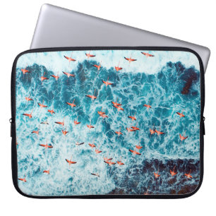 Flamingos som flyger på stranden av karibbönesjön, laptop fodral