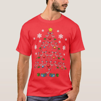 Flamingos Träd Santa Roligt Cute Celebrate Lycklig T Shirt