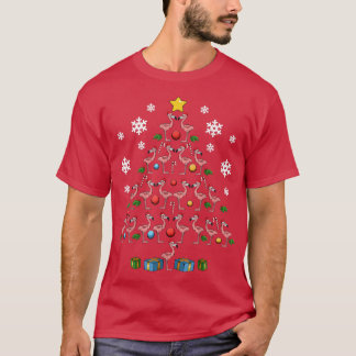 Flamingos Träd Santa Roligt Cute Celebrate Lycklig T Shirt