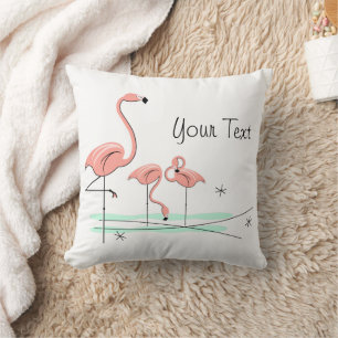 Flamingos Trio 4 'Din text' fyrkant Kudde