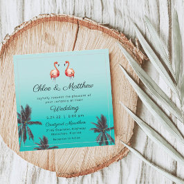 Flamingos Tropical Beach Wedding bjudande Inbjudningar