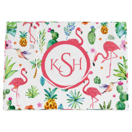 Flamingos & Tropical Plants & Flowers Mönster