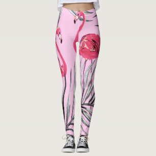 Flamingos, tropisk vattenfärg vintage mönster. leggings