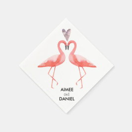 Flamingos tropiska bröllop pappersservett