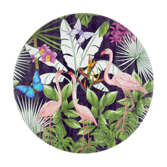 Flamingos, tropiska växter: vintage mönster. (Framsidan)