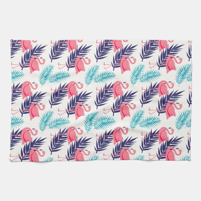 Flamingos Tropiskt Mönster Kökshandduk (Horisontell)