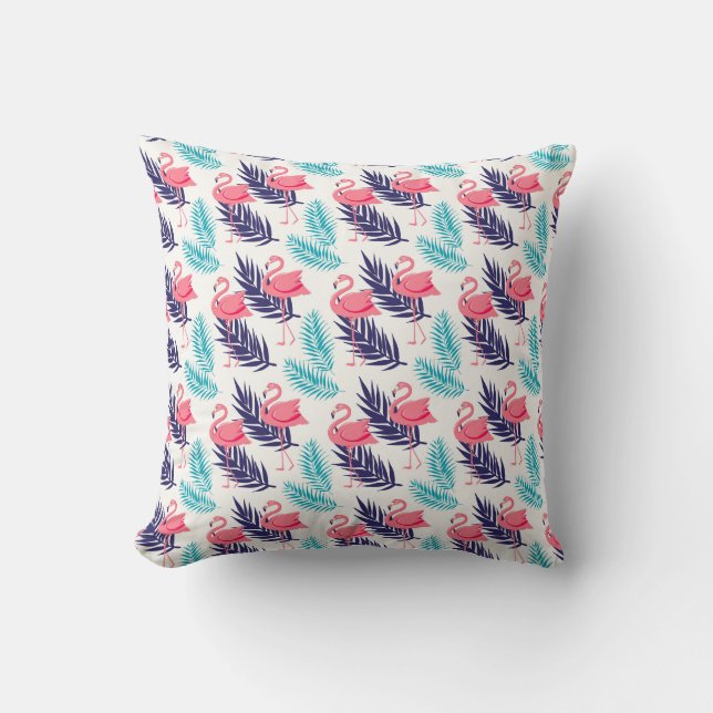 Flamingos Tropiskt Mönster Kudde (Framsida)