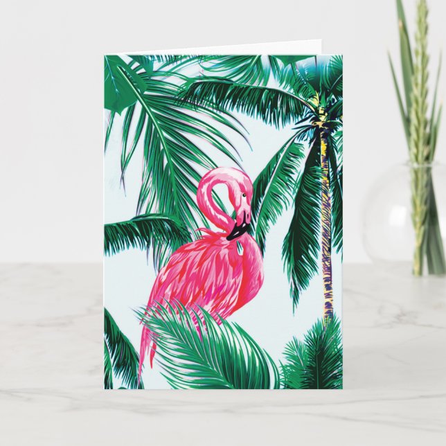 Flamingos under Handflatan Träd i Afrikans jungel Kort (Framsida)