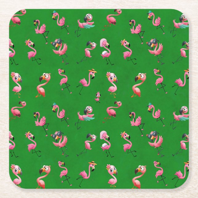Flamingos Underlägg Papper Kvadrat (Framsidan)
