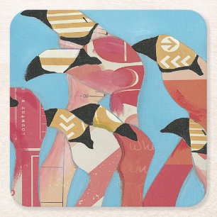 Flamingos Underlägg Papper Kvadrat