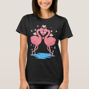 Flamingos Valentindagen för par i Kärlek T Shirt