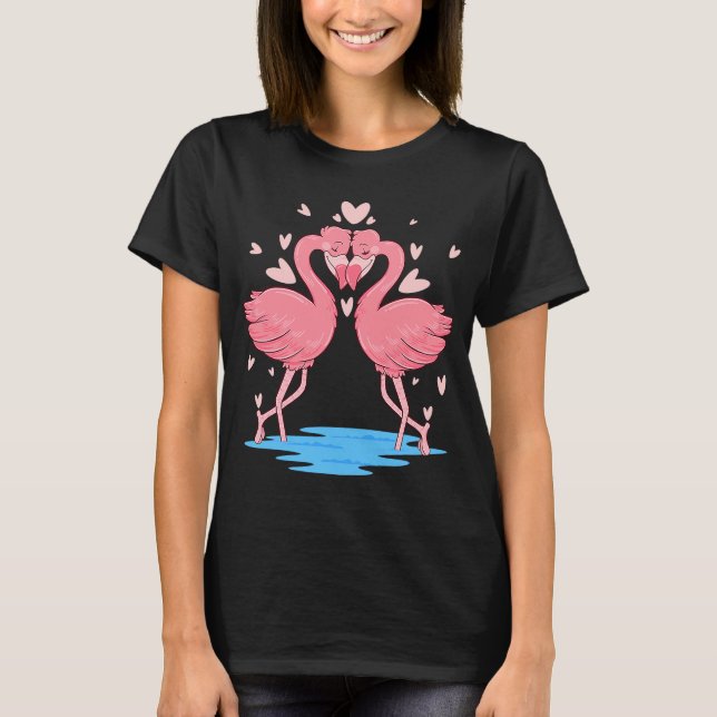Flamingos Valentindagen för par i Kärlek T Shirt (Framsida)