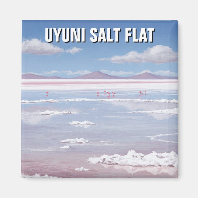 Flamingos vid Uyuni Salt Flat Salar De Uyuni Magnet (Framsidan)