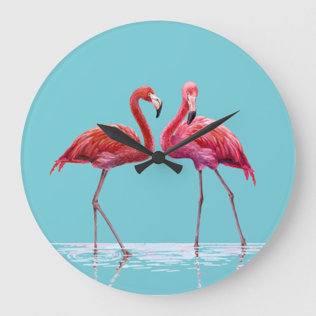 Flamingos Wall Clock Stor Klocka (Framsida)