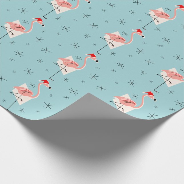 FlamingoSanta blått som slår in papper Presentpapper (Hörn)