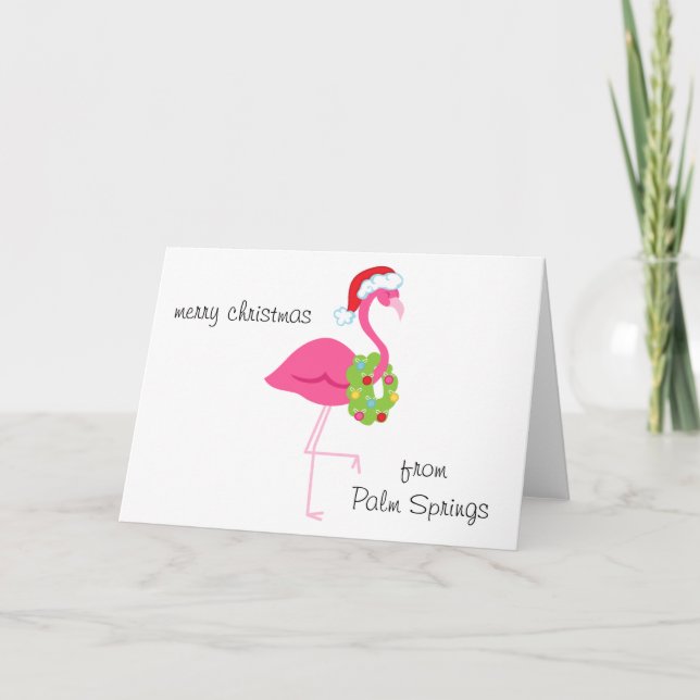 FlamingoSanta för personlig rosa julkort Helgkort (Framsida)