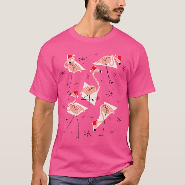 FlamingoSantas rosa t-skjorta manar T Shirt (Framsida)
