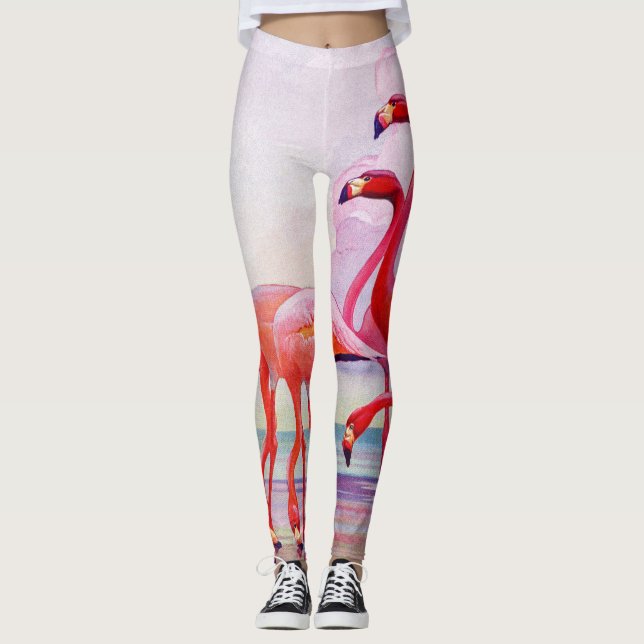 Flamingosdamasker Leggings (Framsida)