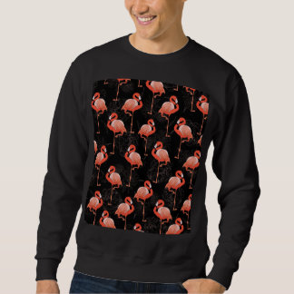Flamingosfåglar: Vintage Textildesign Lång Ärmad Tröja