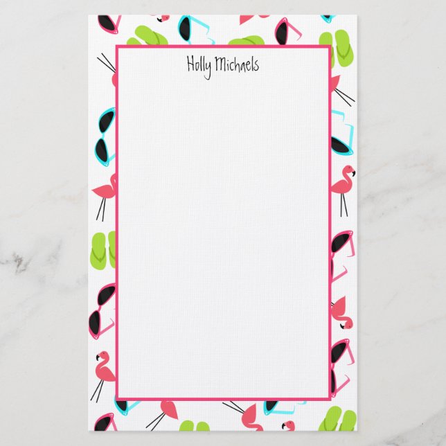 Flamingosflinflip flops- & solglasögonbrevpapper brevpapper (Framsida)