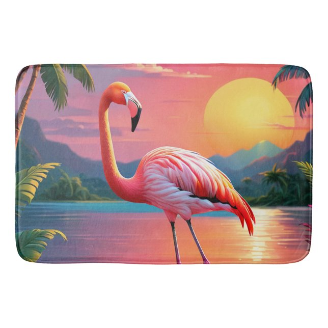 Flamingosolnedgång Tropisk strand  Badrumsmatta (Framsidan)