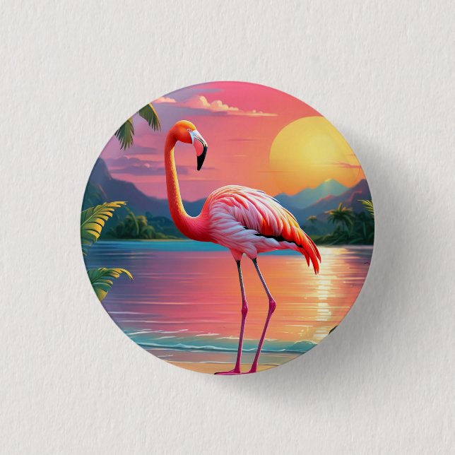 Flamingosolnedgång Tropisk strand  Knapp (Framsida)