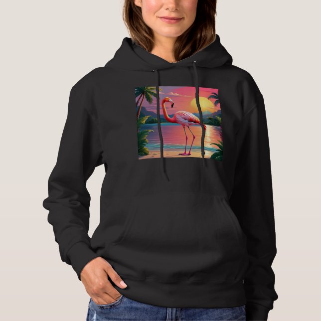 Flamingosolnedgång Tropisk strand  T Shirt (Framsida)