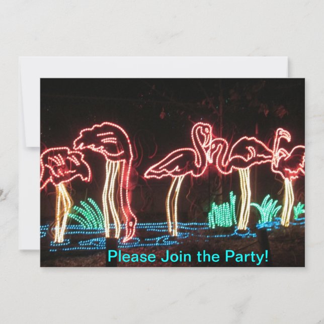 Flamingospartyinbjudningar Inbjudningar (Framsida)