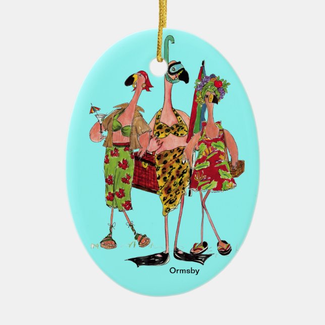 Flamingosprydnad Julgransprydnad Keramik (Framsidan)