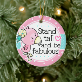 Flamingostall och varm Rosa Julgransprydnad Keramik