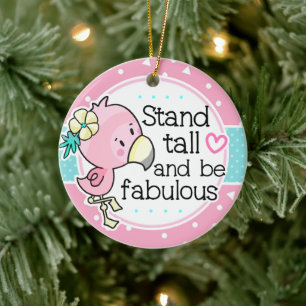 Flamingostall och varm Rosa Julgransprydnad Keramik
