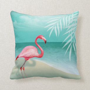 Flamingostrand som gifta sig aqua kudde
