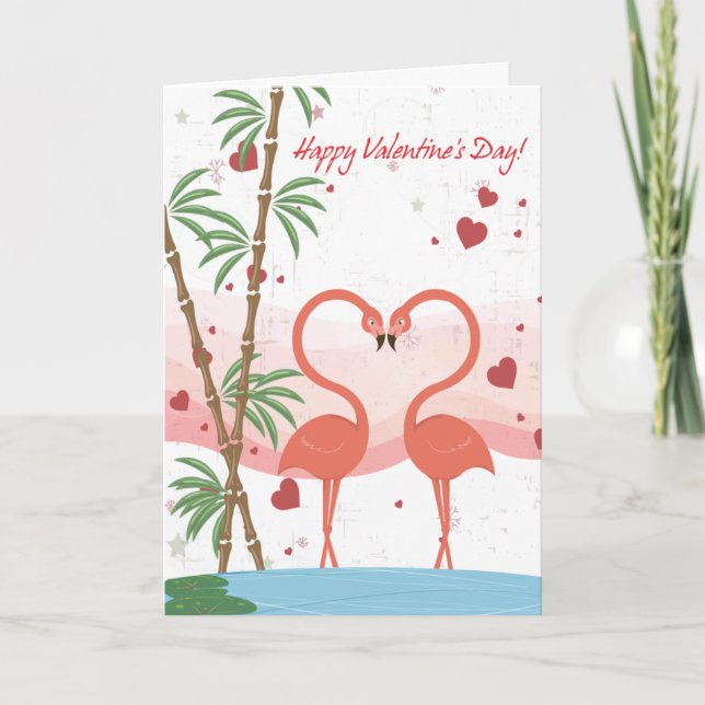 flamingosvalentines daykort helgkort (Framsida)