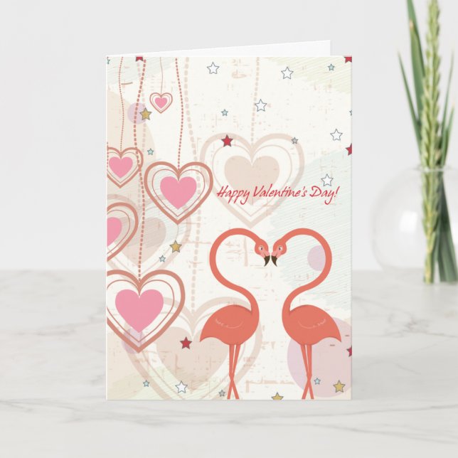 flamingosvalentines daykort helgkort (Framsida)