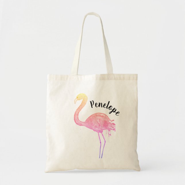 Flamingototot hänger lös med namn tygkasse (Framsidan)