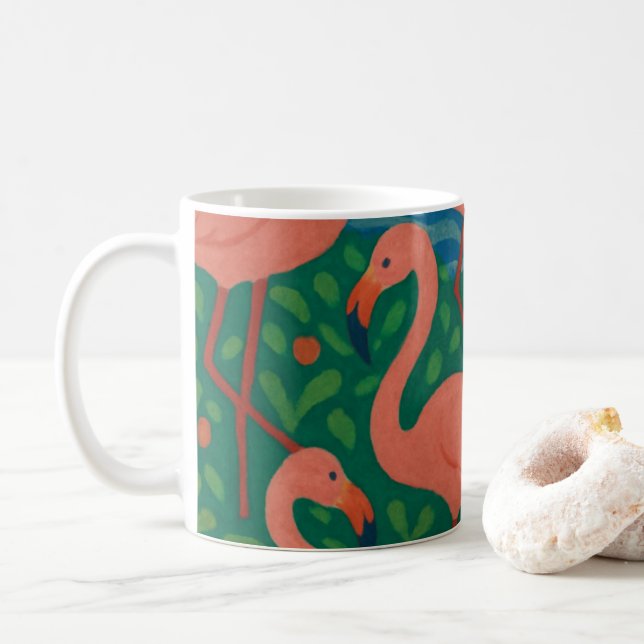 Flamingoträdgård Kaffemugg (Med munk)