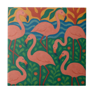 Flamingoträdgård Kakelplatta