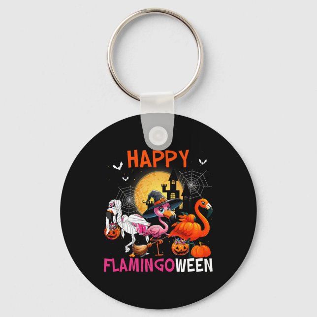 Flamingoween Halloween Rosa Flamingo Costume Skele Nyckelring (Framsida)