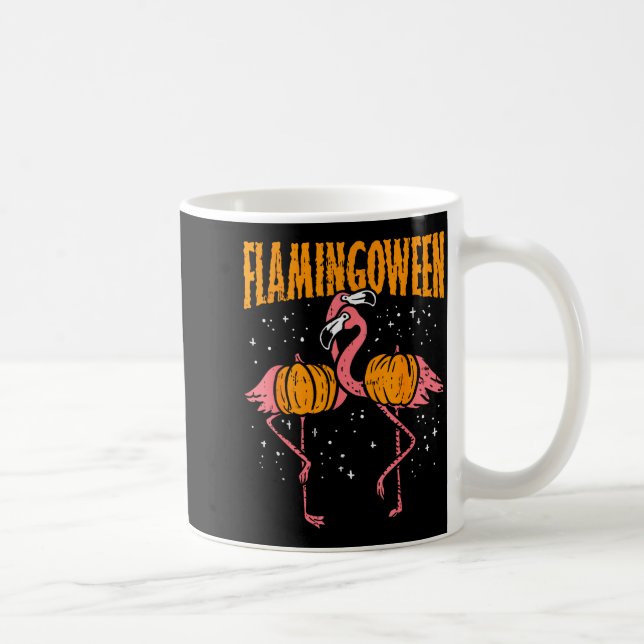 Flamingoween Pumpa Flamingos Roliga Fåglar Hallowe Kaffemugg (Höger)