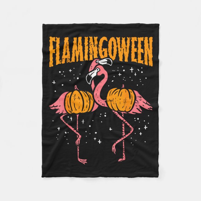Flamingoween Pumpkin Flamingos Funny Bird Hallowee Fleecefilt (Framsidan)